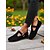 abordables Zapatillas sin cordones y mocasines de mujer-Zapatos planos de ante sintético con punta ancha para mujer y correa ajustable: zapatos casuales de estilo cómodo para jardines, parques y paseos al aire libre.