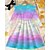 abordables Vestido con visión brillante en 3D-Girls &#039; 3D Geométrico Vestido Vestido de volante Manga Larga Verano Primavera Vacaciones Diario Festivos Princesa Hermosa Dulce Niños 4-12 años Vestido informal Vestido de una línea Hasta la Rodilla