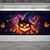 ieftine Hârtie de acoperire pentru ușa garajului de Halloween-Banner de cort de ușă de garaj Halloween – Fața Jack-o&#039;-lantern strălucitoare cu textul „Halloween” decorare exterioară pentru curtea din față a casei Halloween 2025