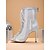 baratos Sapatos de Dança Latina-Botas de dança de salto alto com cadarço branco e prata para mulheres - sapatos profissionais de dança de jazz latino com biqueira aberta para palco e festa