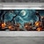 abordables Housse de Porte de Garage Halloween-Couverture de porte de garage Halloween – Cimetière hanté avec fantômes et pleine lune décoration extérieure effrayante pour jardin avant maison Halloween 2025