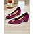 tanie Block Heels-damskie bordowe zamszowe czółenka na klockowym obcasie z klamrą z kryształkami - eleganckie buty wizytowe w stylu retro dla kobiet, idealne do biura, na wesela i imprezy
