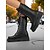 abordables Bottes de combat-Bottes de combat à lacets en similicuir noir pour femme – Bottes mi-mollet style militaire à semelle épaisse pour l&#039;automne et l&#039;hiver, style streetwear, sorties décontractées, mode urbaine