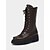 abordables Bottes de combat-Bottes de combat à lacets en similicuir noir pour femme – Bottes mi-mollet style militaire à semelle épaisse pour l&#039;automne et l&#039;hiver, style streetwear, sorties décontractées, mode urbaine