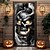 billiga Halloween dörröverdrag-Halloween Dörröverdrag Flamma Skalle Högar Dörrtapestry Dörrgardin Dekoration Bakgrund Dörrbanner för Framsidan Bondgård Högtidsfest Inomhus Utomhus Dekorationsmaterial