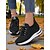 baratos Ténis de mulher-Tênis feminino flyknit com salto oculto, estilo esportivo com listras ousadas, perfeito para uso diário, caminhadas e passeios casuais