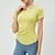 billiga Yogatoppar-Dam Yoga-t-shirt Lättkläder Andningsfunktion Vadderad Kortärmad sporter Ensfärgat Överdelar För Pilates Löpning Yoga Sportkläder