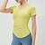 billiga Yogatoppar-Dam Yoga-t-shirt Lättkläder Andningsfunktion Vadderad Kortärmad sporter Ensfärgat Överdelar För Pilates Löpning Yoga Sportkläder