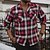 economico camicie di flanella-Per uomo Plaid Camicia di flanella Sopracamicia Manica Lunga Camicia Collo ripiegato Streetwear Quotidiano Stampa Giallo Chiaro Rosso+Grigio+Nero Nero + grigio scuro + blu navy Blu Arancione Bottonato