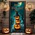 billige Halloween dørcovers-Halloween Dør Covers Dør Jack O Lantern Tapestry Dør Gardin Dekoration Baggrund Dør Banner til Frontdør Landsbyhus Feriefest Indendørs Udendørs Dekorationsartikler