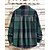 abordables Chaquetas y abrigos de hombre-Hombre Chaqueta ligera Chaqueta de camisa Chaqueta casual Chaquetón Vacaciones Diario Transpirable Bolsillo Primavera Otoño Plaid Moda Clásico Diseño Regular Verde Trébol Caqui Gris Chaquetas
