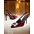 tanie Impreza nocna-bordowe lakierowane botki damskie na obcasie typu slingback - szpilki ze spiczastym noskiem i kryształową klamrą na formalne wydarzenia i koktajle