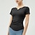 billiga Yogatoppar-Dam Yoga-t-shirt Lättkläder Andningsfunktion Vadderad Kortärmad sporter Ensfärgat Överdelar För Pilates Löpning Yoga Sportkläder