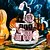 abordables Wearables y disfraces-Juego de 15 piezas de decoración de bandejas escalonadas rosas de Halloween, lindos letreros de madera fantasma y decoraciones de estilo rústico para el hogar, la mesa y suministros para fiestas.