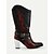abordables Pour les femmes-Bottes de cowboy western brodées de flammes pour femmes - Bottes gothiques mi-mollet noires et marron à talons épais pour Halloween, festivals de musique et tenues de rodéo