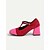 baratos Block Heels-Sapatos Mary Jane femininos de salto alto, estilo francês, vermelho e rosa, com tiras em T - calçados retrô confortáveis para caminhada, ideais para chá da tarde, festas, escritório e uso diário