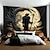 baratos tapeçarias de parede de halloween-Tapestry Pendurado de Halloween Morte sob a Fotografia da Lua Fundo Jack O Lantern Arte de Parede Grande Tapestry Mural Decoração Cobertor Cortina Decoração de Casa Quarto Sala de Estar Selfie da