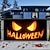 ieftine Hârtie de acoperire pentru ușa garajului de Halloween-Banner de cort de ușă de garaj Halloween – Fața Jack-o&#039;-lantern strălucitoare cu textul „Halloween” decorare exterioară pentru curtea din față a casei Halloween 2025