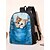 preiswerte Kinder- und Teenager-Rucksäcke-3-teiliges Denim-Taschen-Rucksackset mit Katzen-Print für Kinder von Kayomi Harai – süßes Cartoon-Design, isolierte Lunchtasche, verstellbarer Schultergurt, ideal für Schule, Reisen und den täglichen Gebrauch