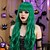 abordables Pelucas de fiesta-Peluca con permanente de burbuja verde: flequillo completo, rizos de permanente de maíz, ideal para Halloween, cosplay, festivales y uso diario.