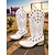 abordables Para mujeres-Botas vaqueras occidentales con bordado de llamas negras para mujer: botas retro hasta la rodilla con tacón bajo para festivales de música, disfraces de Halloween y cosplay.