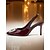 tanie Impreza nocna-bordowe lakierowane botki damskie na obcasie typu slingback - szpilki ze spiczastym noskiem i kryształową klamrą na formalne wydarzenia i koktajle