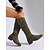 baratos Cowboy &amp; Western Boots-Mulheres Botas Botas Cowboy Diário Botas Longas Salto Baixo Dedo Apontado Casual Camurça Mocassim Preto Verde Escuro