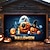 billige Halloween garage dør dække-Halloween Udendørs Garage Dør Dække Græskar Skeleter Banner Stor Vævd Baggrund Dekoration til Ferie Udendørs Garage Dør Hjem Vægsdekorationer