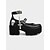baratos Para mulheres-Sapatos femininos mary jane plataforma com caveira gótica - salto grosso de couro envernizado punk rock com correntes para fantasias de halloween, shows e cosplay