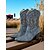 economico Stivali da cowboy e occidentali-stivali da cowboy in denim da donna - stivaletti vintage con tacco a blocco ricamato, punta affilata e altezza metà polpaccio, classico stile cowgirl americano per festival di musica country e feste di rodeo