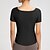 abordables Hauts de yoga-T-shirt de yoga Tee Shirt Fitness Femmes Top Manche Courte Élastique Respirant Pilates Course Yoga Des sports Tenues de Sport Noir Rose