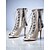 baratos Sapatos de Dança Latina-Botas de dança de salto alto com cadarço branco e prata para mulheres - sapatos profissionais de dança de jazz latino com biqueira aberta para palco e festa