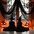 abordables Halloween-Rideau de gaze noir effrayant 1 pièce pour Halloween - parfait pour les décorations de maison hantée, de boîte de nuit et de salle d'évasion, tissu polyester, décorations d'Halloween, rangement