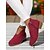 abordables Botines-Botines rojos de ante sintético para mujer con cremallera lateral: estilo informal y elegante para fiestas en el jardín, paseos por el parque y uso diario.