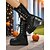 tanie Dla kobiet-Damskie gotyckie punkowe buty na platformie do kolan – czarne, sznurowane buty bojowe z klamrą i ćwiekami, idealne na Halloween, cosplay i wieczorne wyjścia
