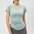 billiga Yogatoppar-Dam Yoga-t-shirt Lättkläder Andningsfunktion Vadderad Kortärmad sporter Ensfärgat Överdelar För Pilates Löpning Yoga Sportkläder
