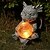 economico Luci paesaggistiche-Lampada da giardino con statua di drago creativo, simpatico cucciolo di drago in resina che tiene in mano una sfera magica con luce solare a LED per ornamento da giardino esterno, 1 pezzo