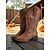 billige Cowboy &amp; Western Boots-dame western cowboystøvler med broderet syning – støvler i imiteret læder til midt på læggen til efterårsfestivaler, landbrugsarbejde og landlige outfits