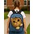 economico Zaini per Bambini e Adolescenti-Zaino con stampa di gatto per bambini e adolescenti - stile denim, design a doppio strato, grande capacità, adatto per la scuola o i viaggi