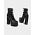 cheap 1980s-Women&#039;s Black Gothic Platform High Heel Boots - Punk Rock 1980s Retro Style with Multi-Strap Buckles, Chunky Block Heels for Concerts,Nightclubs, and Cosplay Events