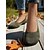 baratos Sapatilhas de mulher-sapatilhas femininas de bico largo e malha amarela – sapatos casuais respiráveis para trabalho, viagens e passeios de primavera