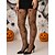levne Halloweenské doplňky-Dámské průsvitné punčocháče s halloweenským vzorem pavučiny – elastické síťované punčocháče na kostýmní večírky, cosplay a do nočních klubů