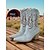 economico Stivali da cowboy e occidentali-stivali da cowboy in denim da donna - stivaletti vintage con tacco a blocco ricamato, punta affilata e altezza metà polpaccio, classico stile cowgirl americano per festival di musica country e feste di rodeo