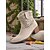 baratos Botas de tornozelo-Botas femininas de camurça sintética cor amêndoa – botas de cowboy estilo western com recortes e salto baixo para looks de outono, passeios na fazenda e saídas casuais de fim de semana