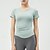 billiga Yogatoppar-Dam Yoga-t-shirt Lättkläder Andningsfunktion Vadderad Kortärmad sporter Ensfärgat Överdelar För Pilates Löpning Yoga Sportkläder