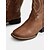 billige Cowboy &amp; Western Boots-dame western cowboystøvler med broderet syning – støvler i imiteret læder til midt på læggen til efterårsfestivaler, landbrugsarbejde og landlige outfits