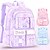 preiswerte Kinder- und Teenager-Rucksäcke-Süßer Cartoon-Rucksack für Mädchen – traumhafter Kinder-Schulranzen mit Hasen-Print und vielen Taschen für Grundschüler