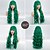 abordables Pelucas de fiesta-Peluca con permanente de burbuja verde: flequillo completo, rizos de permanente de maíz, ideal para Halloween, cosplay, festivales y uso diario.