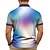 baratos Polo Geométrico Masculino-Homens Pólo O negócio Casual Aberto para a Lateral Manga Curta Geométrica Botões Verão Rubi Vermelho Verde Pólo