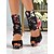 tanie Buty do tańców latynoskich-Damskie buty do tańca w kwiaty - satynowe, odkryte palce, profesjonalne buty do tańca latynoskiego na wysokim obcasie z eleganckim nadrukiem róż, idealne do salsy, tanga i występów scenicznych